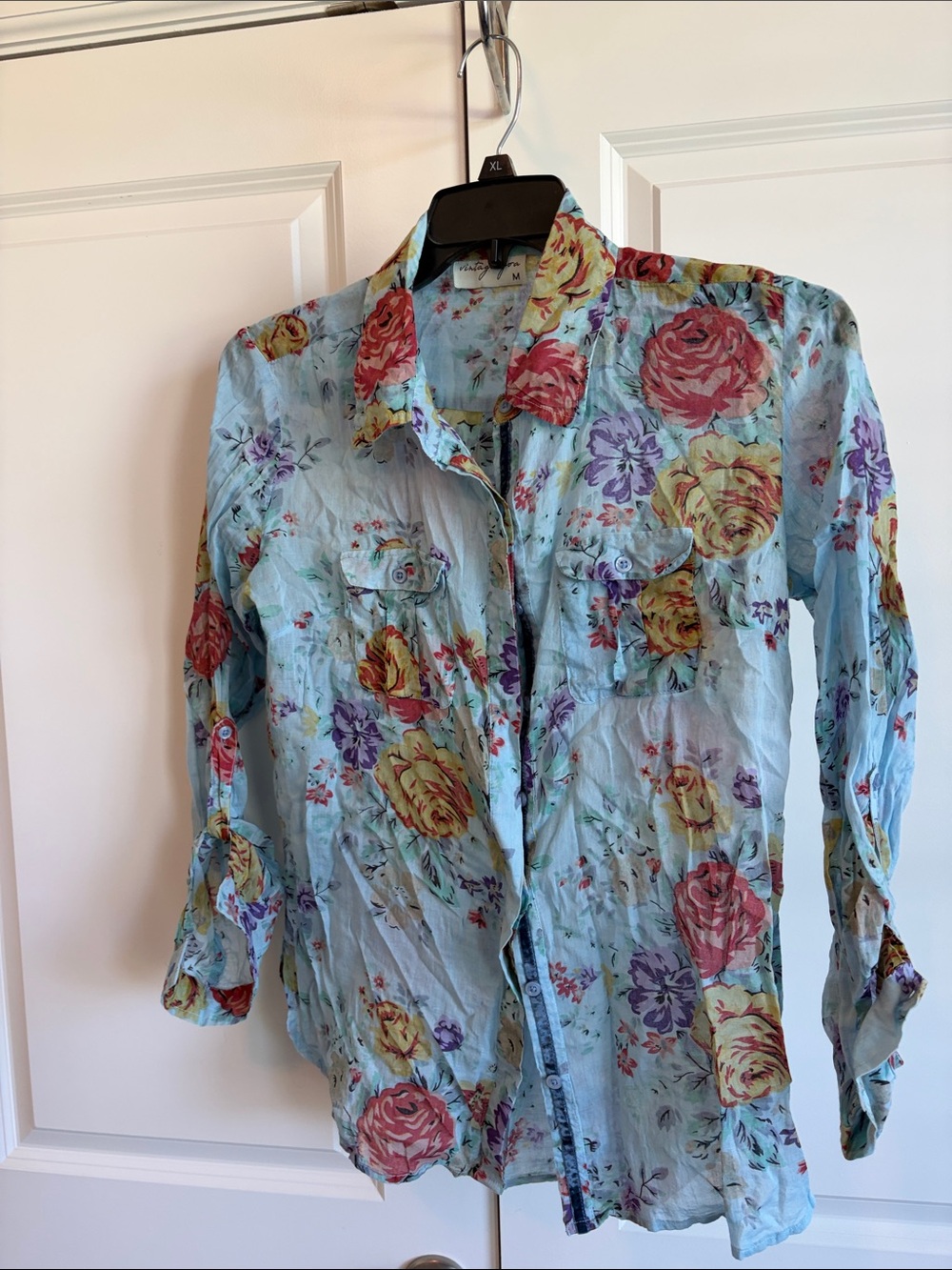 Light Blue Floral Tie-Sleeve Women's Dress